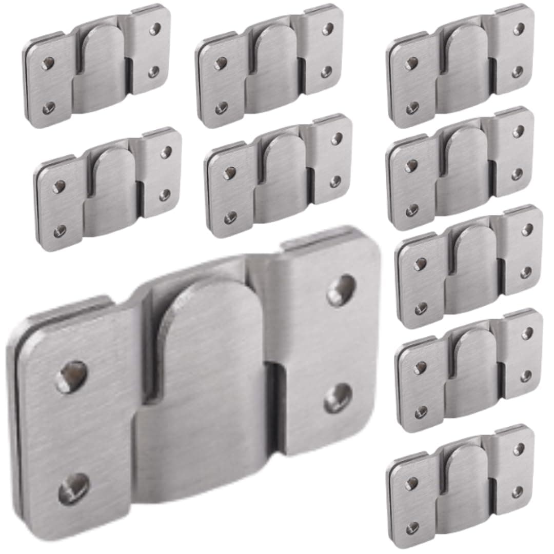 DEEGAA MART Hanging Bracket Flush Mounted Clamp Concealed Bracket Steel Furniture Connector Hooks Picture Mirror Frame Hooks Interlocking Buckle headboard Furniture Connector Hook Silver 9