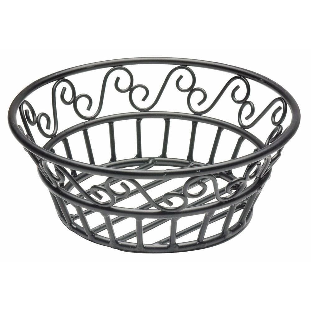 American Metalcraft BLSB80 Wrought Iron Scroll Design Round Bread Basket 8Inch Black