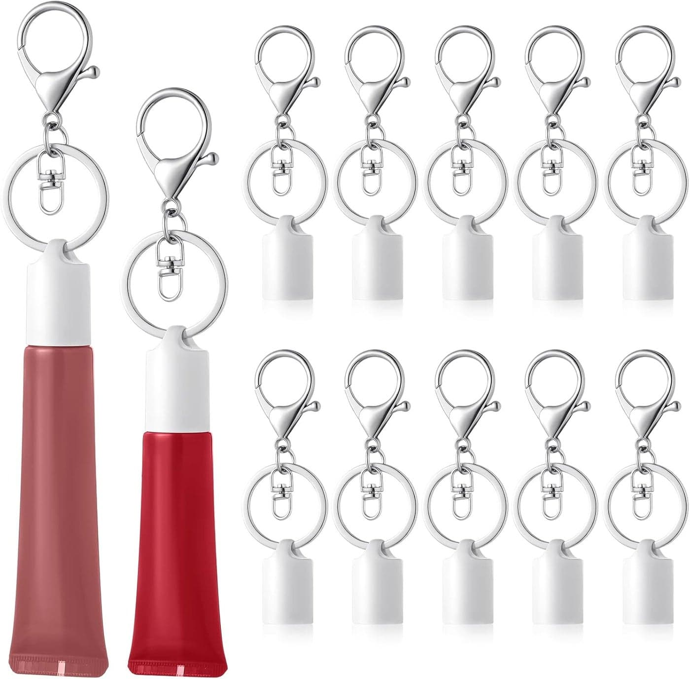 Sureio 10 Pieces Keychain Cap 035 oz and 05 Ozlip Balm Cap Key Chain Portable Lip Balm Keychain Cover Lip Balm Replacement Cover for Holder Keychain Lip Balm
