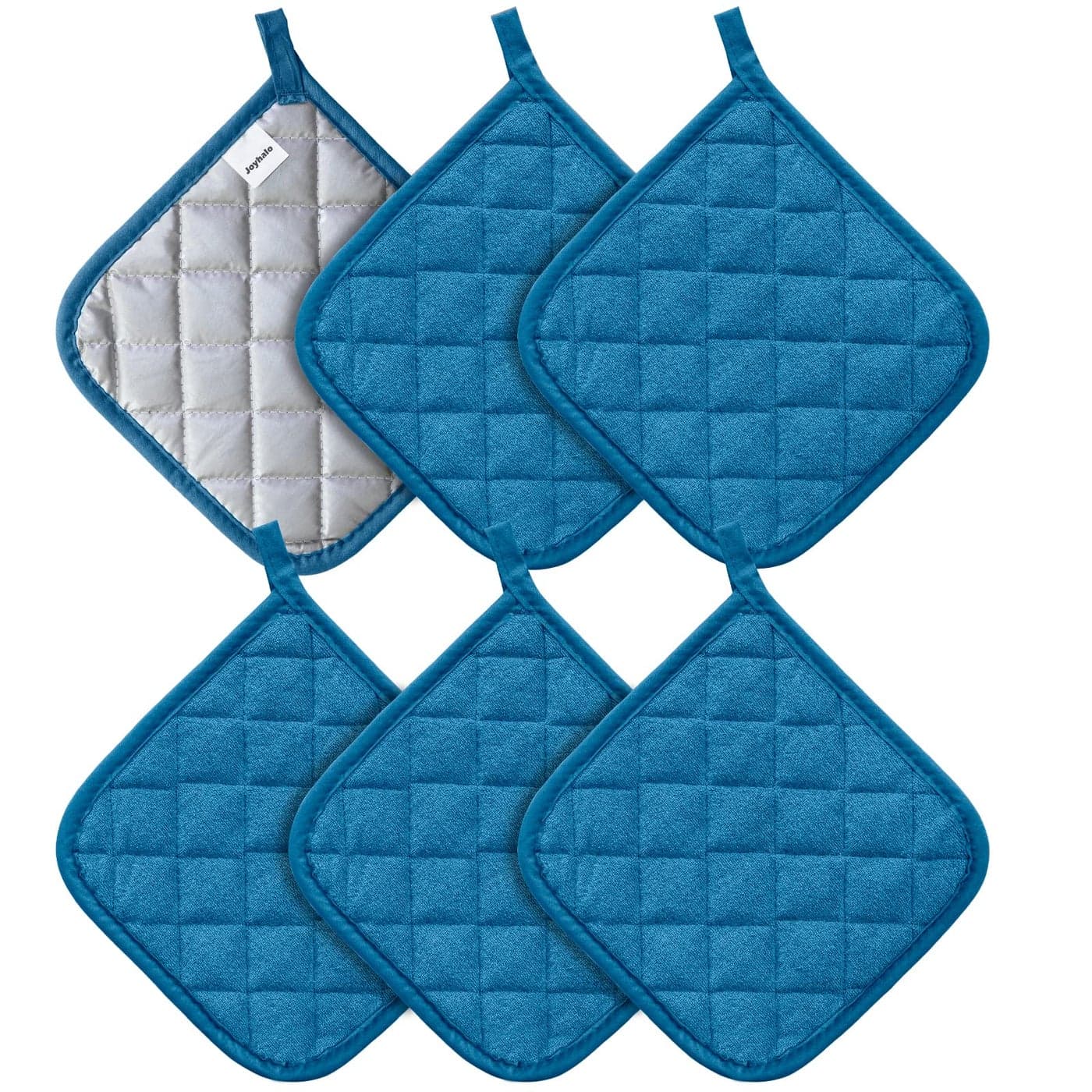 Joyhalo 6 Pack Pot Holders for KitchenCotton Oven Holder with Great Heat ResistanceNon Slip Hot Pads for Kitchen ClearanceFederal Blue