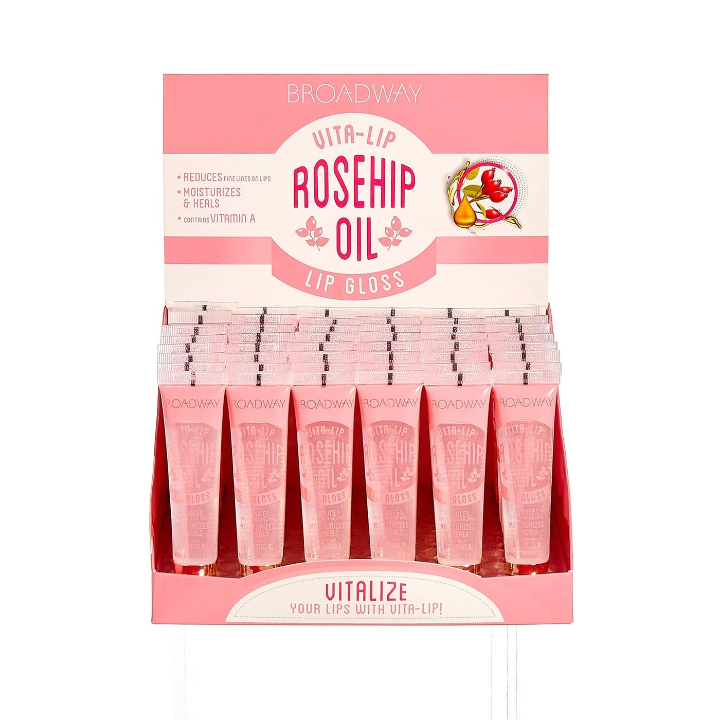 Ruby Kisses Broadway VitaLip Clear Lip Gloss Rosehip Oil 48 Pack UltraHydrating Soothing Formula with Vitamin Oils HighShine NonSticky Finish Healing Glossy Lip Balm With Vitamin A