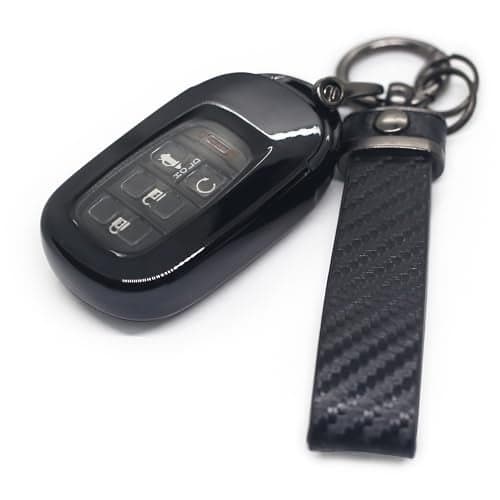 Fit for Honda CRV Key Fob Cover 2026 Smart Key Case for Accord Civic HRV Pilot Sport SI EX EXL 202520242023 Keys Shells with Carbon Fiber KeychainBTTMB Black