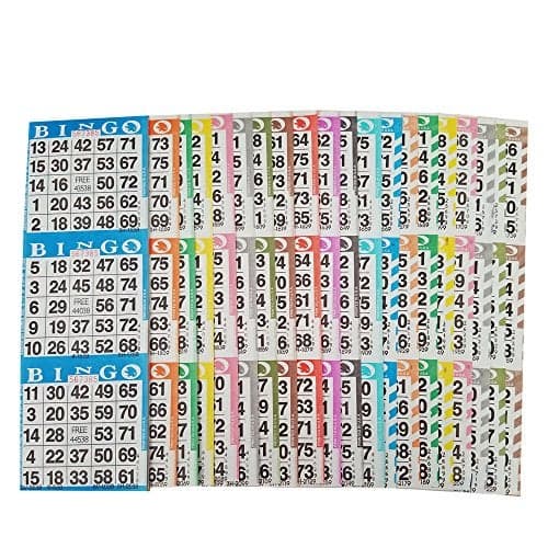 American Games Bingo Paper Game Cards 3 Card 20 Bingo Sheets 50 Books 20 Colors Made in USA