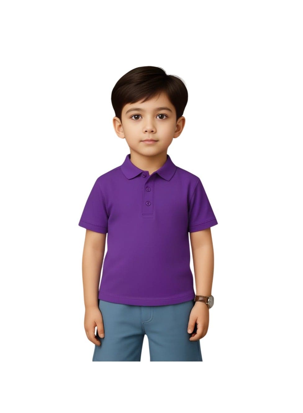 Basic Unisex Kids polo T-shirt 230 GSM (Purple)