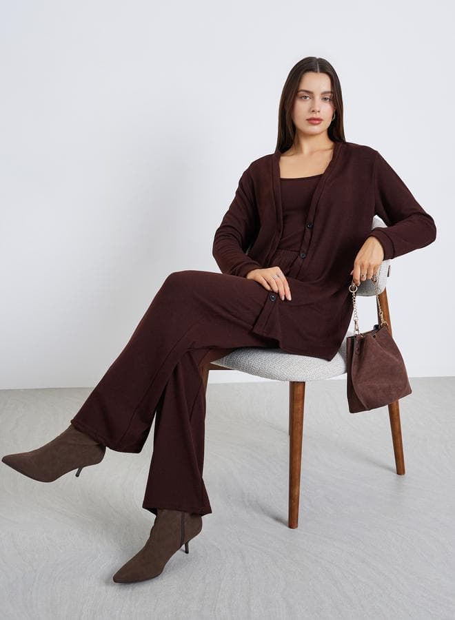 Set of 3 - Longline Cardigan Sweater, Tank and Pants Co-Ords