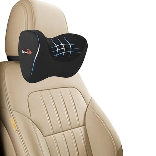 Auto Hub Car Neck Rest Pillow, Memory Foam Car Neck Pillow, Car Seat Head Rest Cushion for Neck Support, Ultra Soft Car Cushion (Fabric: Breathable Lycra, Black, Pack of 1)