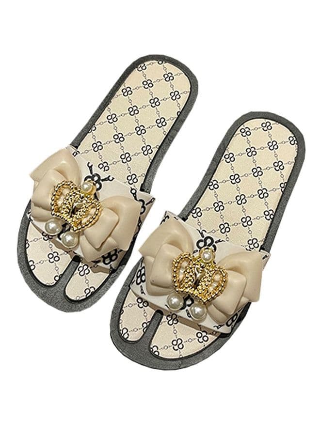Ladies Fashion Summer Bow Slippers Outdoor or Indoor Flat Beach Sandals