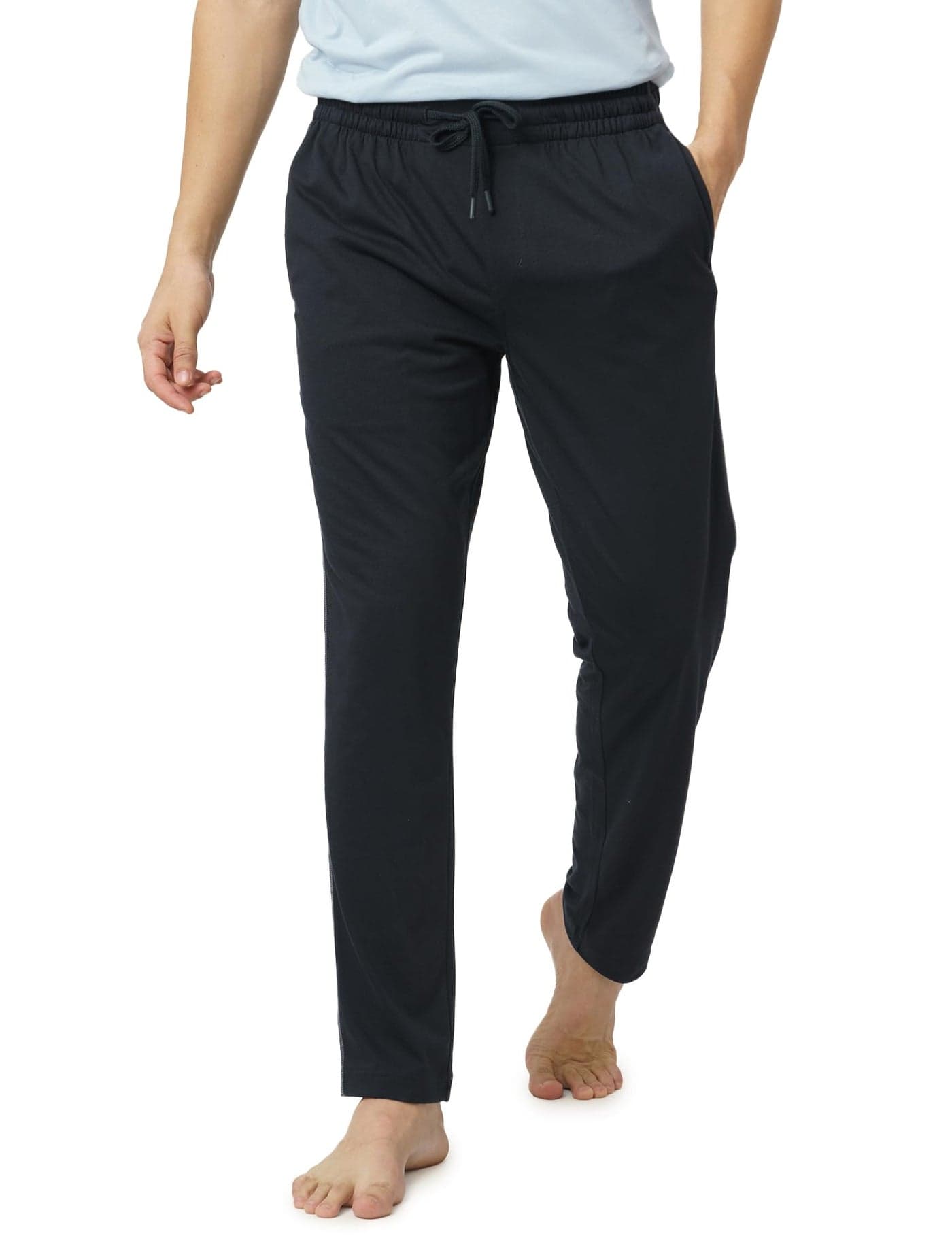 DAMENSCH Mens Regular Fit Statement Jersey Track Pants| Soft Prima Jersey Track Pant for Men-Pack of 1-Jet Black-L
