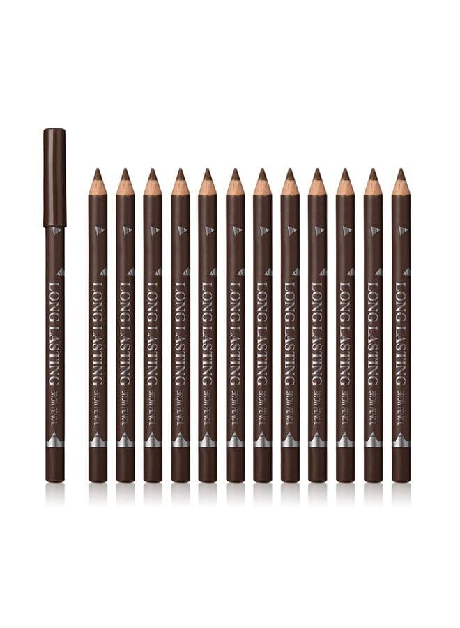 12 Pcs Brown Eyebrow Pencil Eyeliner Set, Waterproof Eye Brow Pencil, Easy to Color, Long Lasting Eye Liner Gel Pen, Women Professional Eye-Makeup Pencil