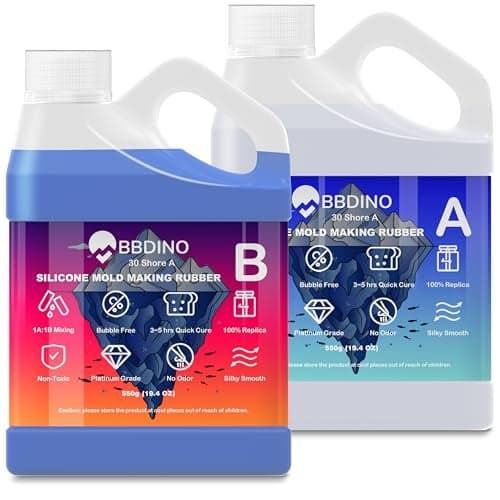 BBDINO Silicone Mold Making Kit 30A 4.4 lbs Translucent, High Strength Liquid Silicone Rubber for Molds Making,1:1 by Volume Ideal for Casting Resin/Silicon/Soap/Concrete Molds