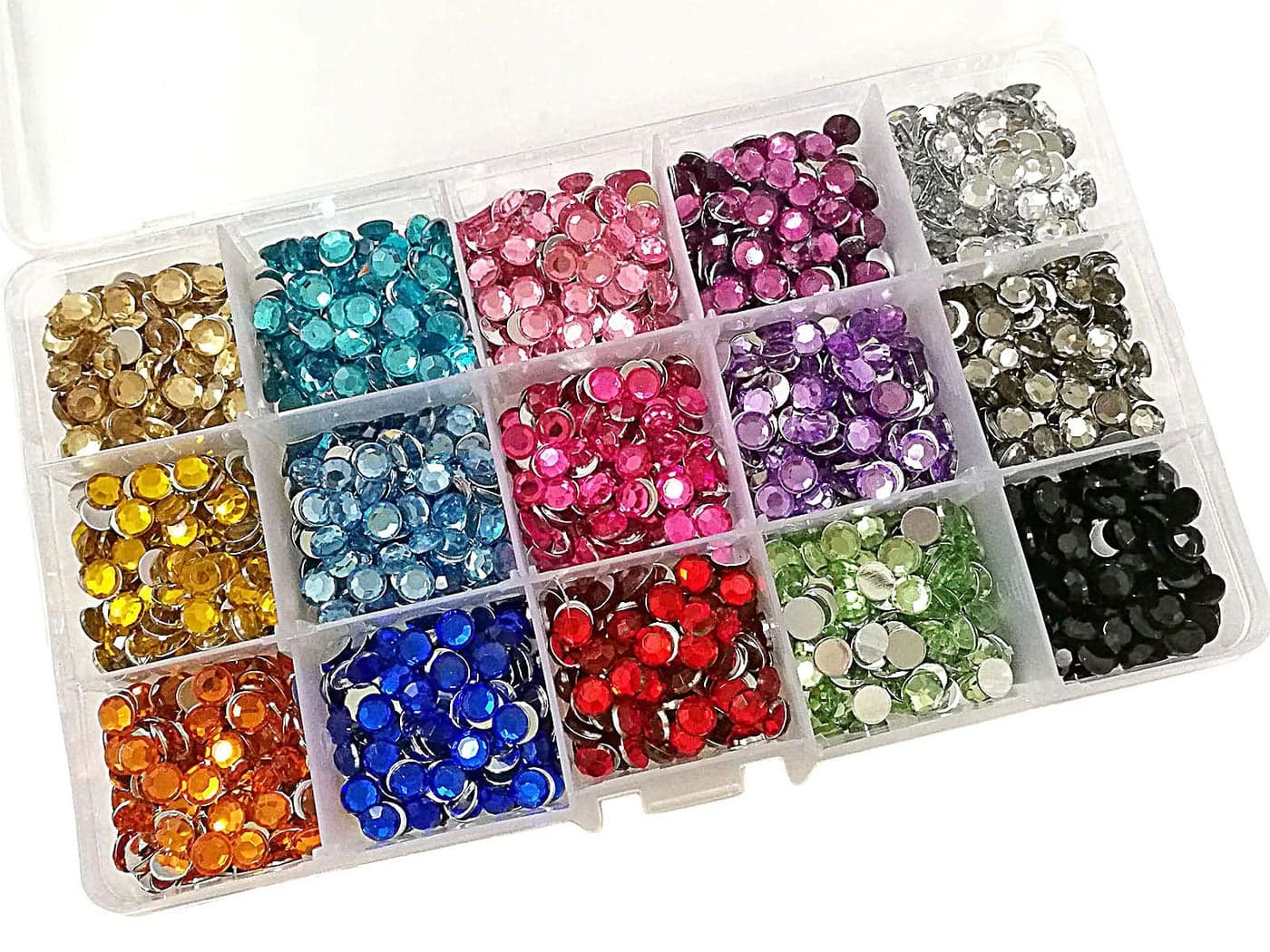SummerRay 6mm Assorted Color 1800pcs Rhinestones in Storage Box Value Pack 1