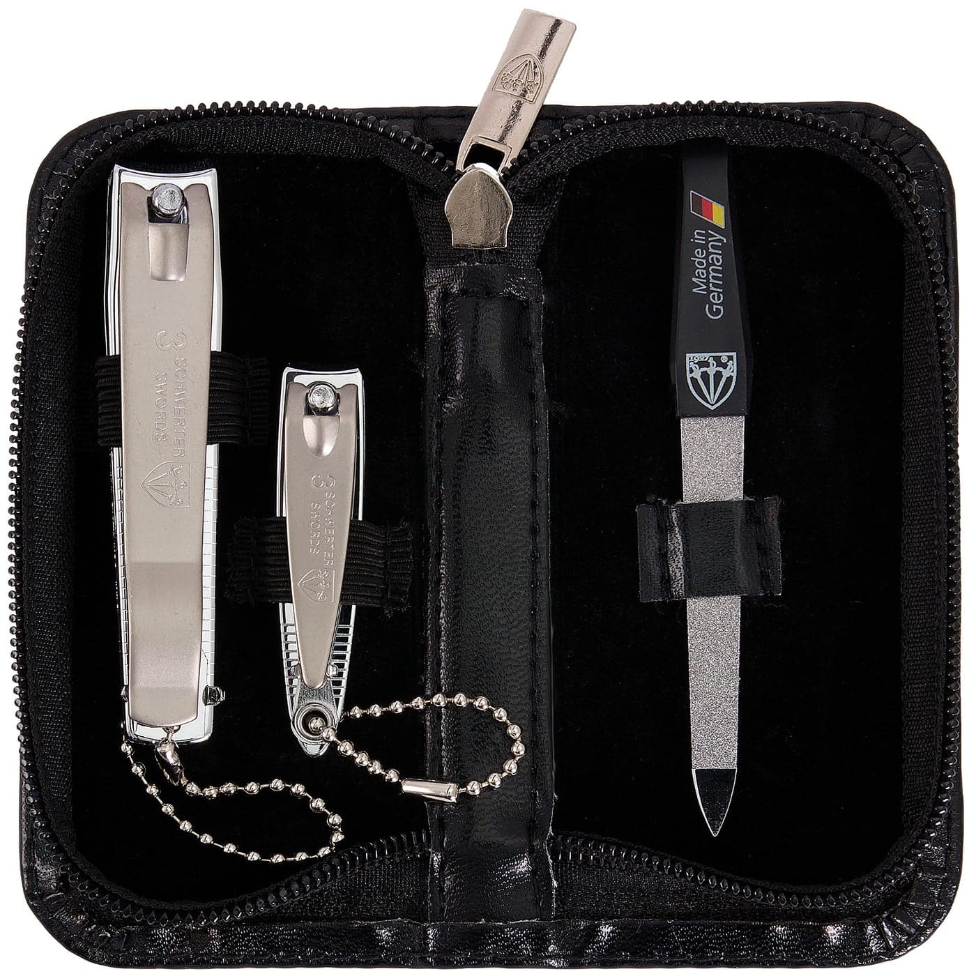 3 Swords Germany brand quality 3 piece manicure pedicure grooming kit set for professional finger toe nail care tool clipper fashion leather case in gift box Made by 3 Swords 00811