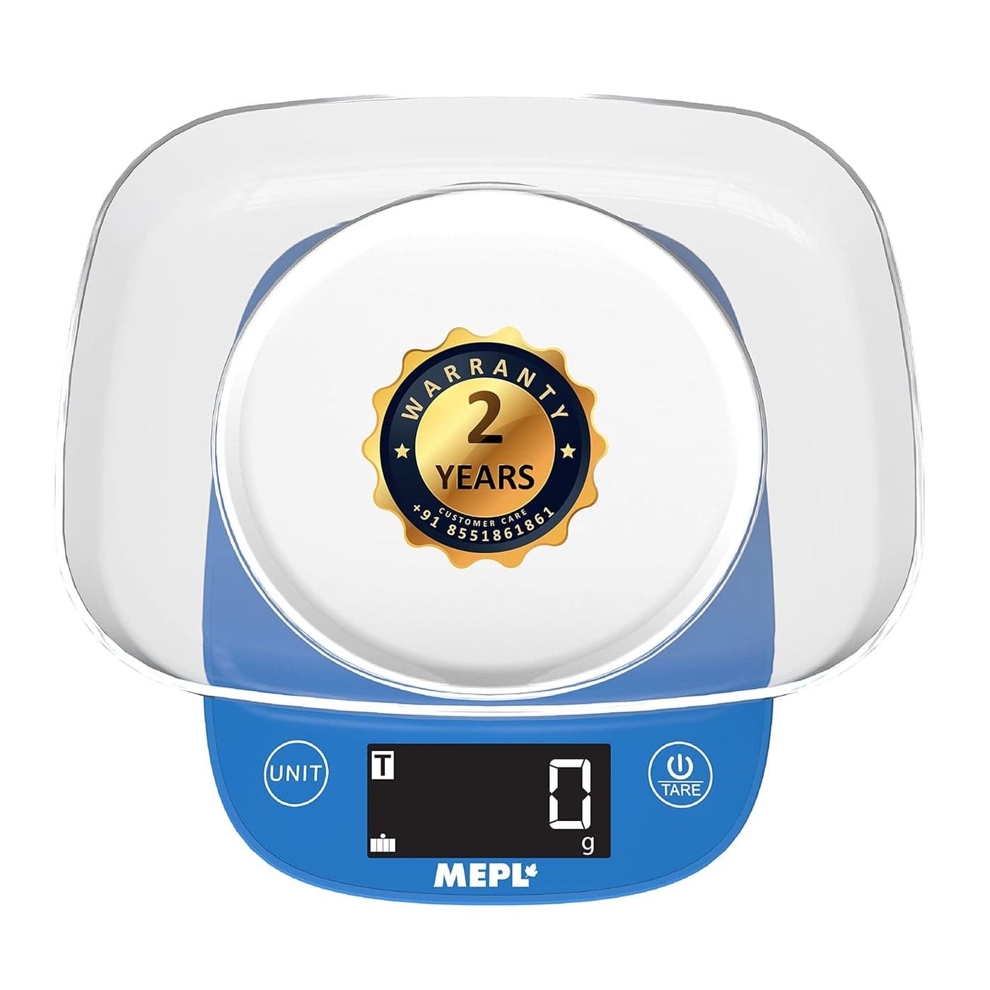 MEPL Weight Machine For Home Kitchen Weight Scale Digital Measuring Weighing Scale Food Weight Machine for Diet Home Baking Cooking Health Fitness Water Repellent 5Kg Blue with 1 Year Warranty
