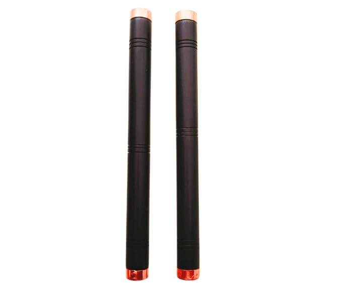 Ebony Wood Karungali Kattai Round Stick with Brass Cap 12 Inches Black 2