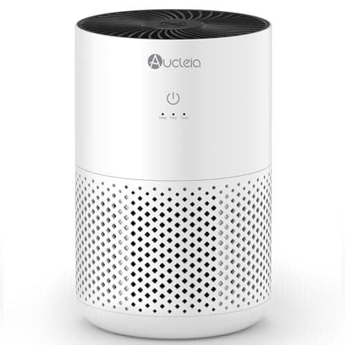Aucleia Air Purifiers for Bedroom Home with H13 True HEPA Filter 20dB Quiet Air Cleaner for Pets Hair Dander Odor Smoke Dust Pollen Aromatherapy Function White