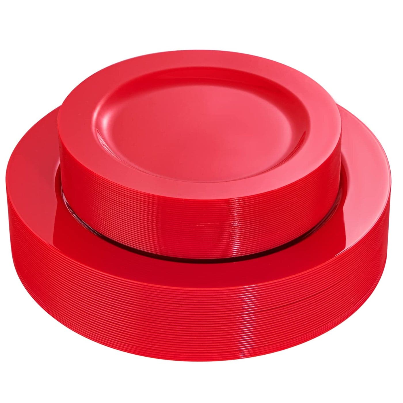 FLOWERCAT 60PCS Red Plastic Plates Heavy Duty Red Plates Disposable for Party Include 30PCS 1025inch and 30PCS 75inch for 30 guests Party4th of July
