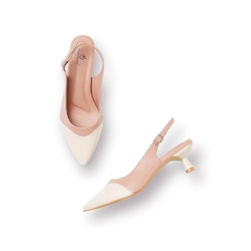Marc Loire Women Solid Pointed Toe Pump Shoes with Stilettoes Heels for Parties and Formal Occasions (Nude, UK Footwear Size System, Adult, Women, Numeric, Medium, 4)
