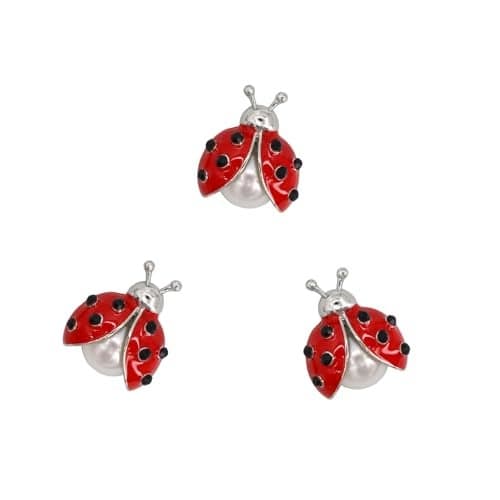 ORIESSE Ladybug DecorCute Lady Bug 3D Metal Decals3pcs Emblem Badge StickersBling Rhinestone Decorations Accessories for CarHomeWindowsWallFridgeGirly Gift for Women