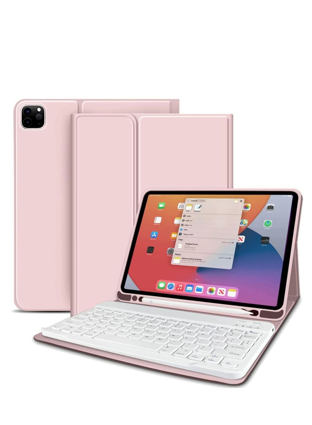 Rose Gold Color Keyboard With Case for iPad Pro 11 inch 1st 2nd 3rd 4th Generation 2018 2020 2021 2022 Magnetically Detachable Wireless Bluetooth Keyboard with Pencil Holder
