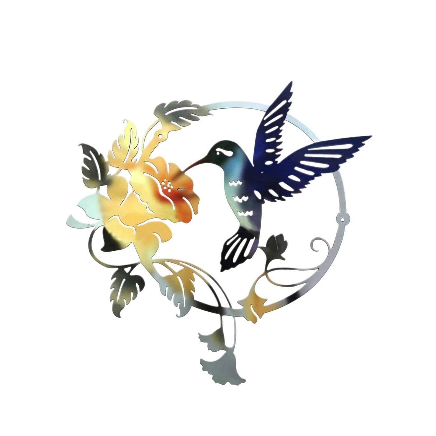 Round Metal Hummingbird Silhouette Wall Decoration Wall Decoration Metal Wall Decor Silhouette Art for Gift Present Indoor Outdoor Garden Home Decoration