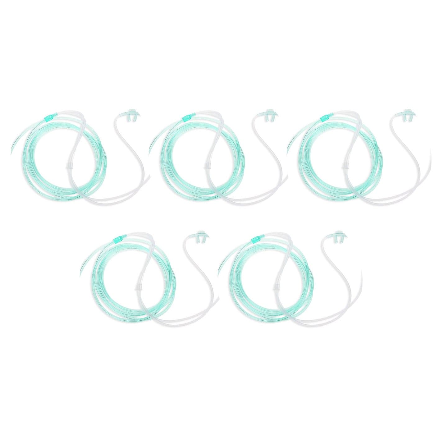 Dealmed Adult Standard Nasal Cannula – Straight with 7 ft (2.1m), Soft Green, Cannula Nasal Tubing for Oxygen, Highly Visible, Kink Resistant, Lightweight Tubing (5 Pack)