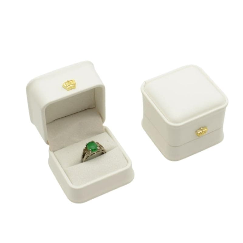 carl vinson® PU Leather Ring Jewelry Box Organizer Storage Case Pack of 1 | White | 5.8 * 4.8 * 5.8cm