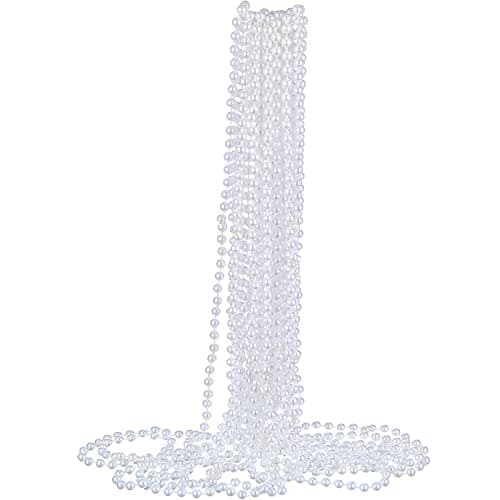 12 Pack Fake Pearl Necklace Costume Jewelry Long Faux Pearl Necklace Party Favors White Plastic Flapper Bead Strand for Kids Girls Women 1920s Wedding Bridal Shower Tea Birthday Decorations