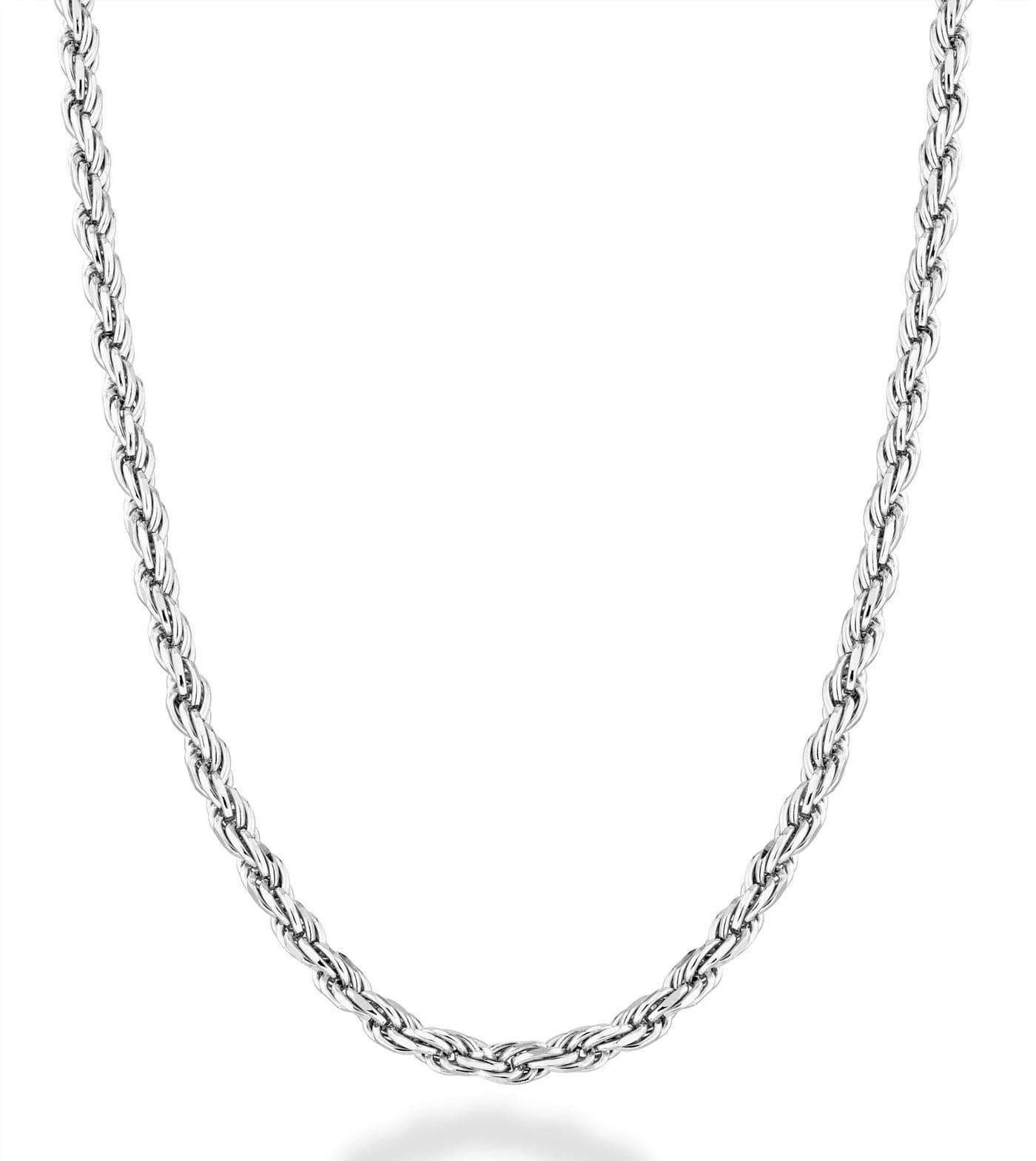 Miabella Solid 925 Sterling Silver Italian 2mm, 3mm Diamond-Cut Braided Rope Chain Necklace for Men Women, 925 Sterling Silver Made in Italy (2mm, Length 18 Inches (women's average length))