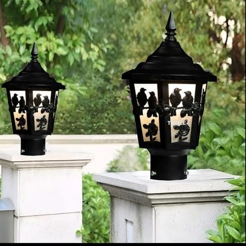 twixle Outdoor Gate Light Energy Efficient Decorative Exterior Fixture for Garden Pillars, Entry Gates, Porch, Patios, Driveway and Fence Posts Gate Lamp (TOTA Maina Without Bulb, 2, Pack)