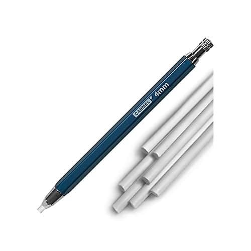 Carmel 4mm Mechanical Grease Pencil Holder + 25 Refills (White), Clutch Pencil with Thick Waxy Leads, Holder for Drawing, Clutch Pencil for Holding Soft Greasy Leads, Mechanical China Marker