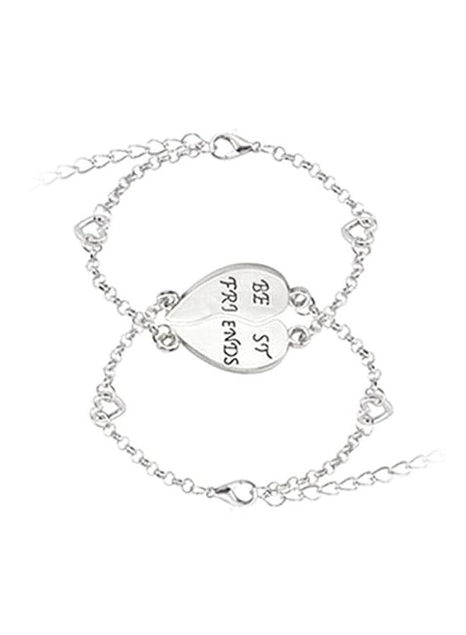 2-Piece Alloy Best Friends Heart Shaped Bracelet Set