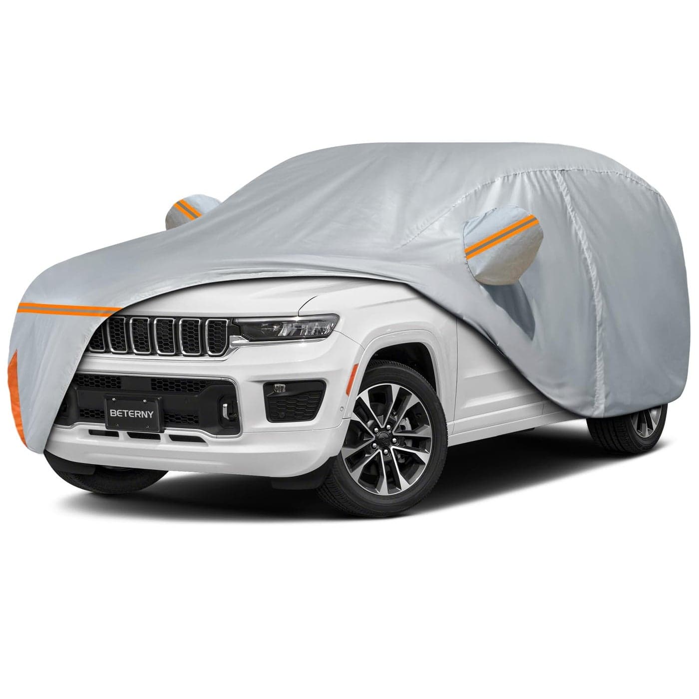 Car Cover for 20212025 Jeep Grand Cherokee L Waterproof Customfit All Weather Sun Rain UV Dust Snow Protection Outdoor Full Car Cover with Door Zipper and Cotton LiningGray