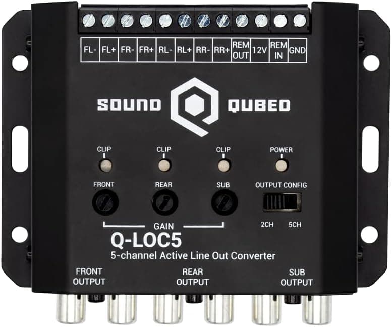 SOUND Q QUBED Active 5-Channel Car Audio Line Out Converter - High to Low Head Unit Signal Converter