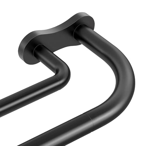 Double Curtain Rod 3460 Inch Black Wrap Around Blackout Dual Curtain Rods for Windows Adjustable Heavy Duty Curved Spliced Room Darkening Double Rods All Metal Aluminium Bracket