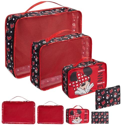 Disney Packing Organisers Packing Cubes for Suitcases Luggage Wash Bag Red Minnie Mouse