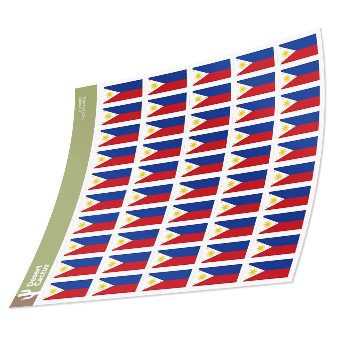 Desert Cactus Philippines Country Flag Sticker Decal 1 Inch Rectangle Sheets 50 Total Pieces Kids Logo Scrapbook Car Vinyl Window Bumper Laptop R