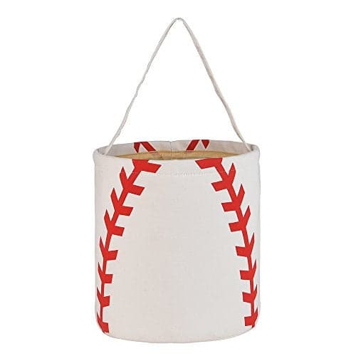 Easter Bunny Basket Cotton Easter Bunny Tote Bags Baseball Softball Design Personalized for Kids Carrying Gift and Eggs Baseball