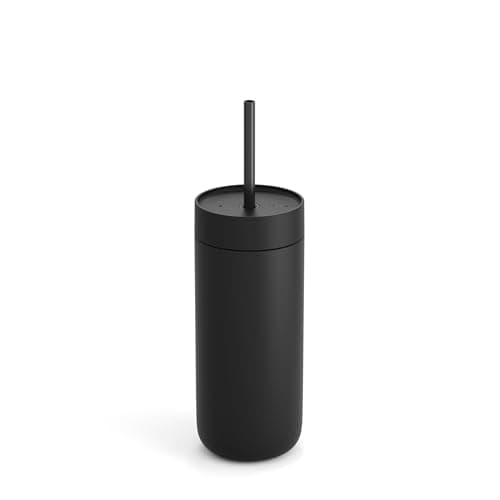 Fellow 20 oz Carter Cold Water Bottle for Water, Iced Tea, Coffee, Smoothies, Iced Coffee & more - Stainless Steel Vacuum-Insulated Iced Coffee tumbler with Spill Resistant lid and straw - Matte Black