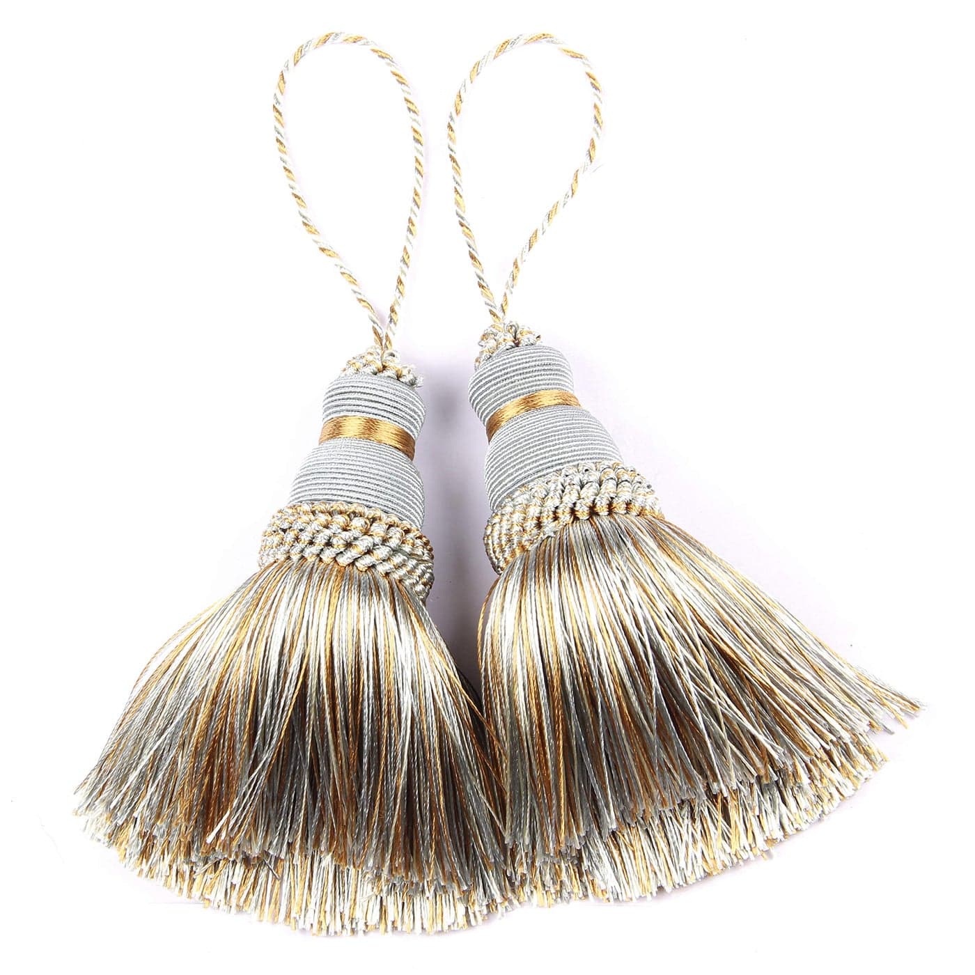 BEL AVENIR Mix Blue Tassels Key Tassel with Loops Handmade Craft Charms DIY Accessories Elegant Soft Making Curtain Home Decoration Mix Blue 2 pcs