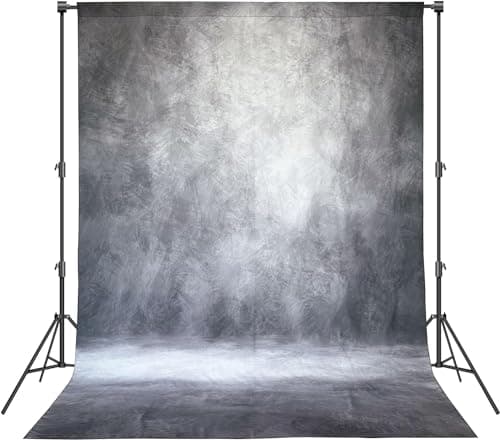 Haboke Abstract Professional Photography Backdrop for Portrait Photo Props Booth Background Photoshoot Studio with Polyester Fabric Roller Pocket on Top 8x12ftGreyNo Stand