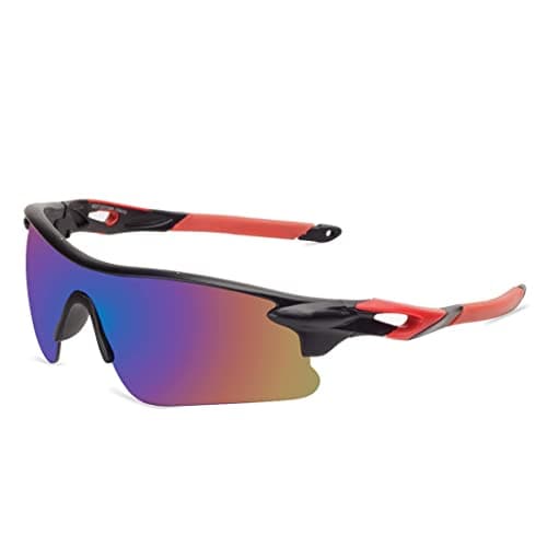 Dark Wost Sports Men Sunglasses Mercury Mountain Cycling Riding Protection Cricket Goggles Eyewear Bike Recing Sun Glasses Pilot UV Sunlight Protection (RED BLACK)