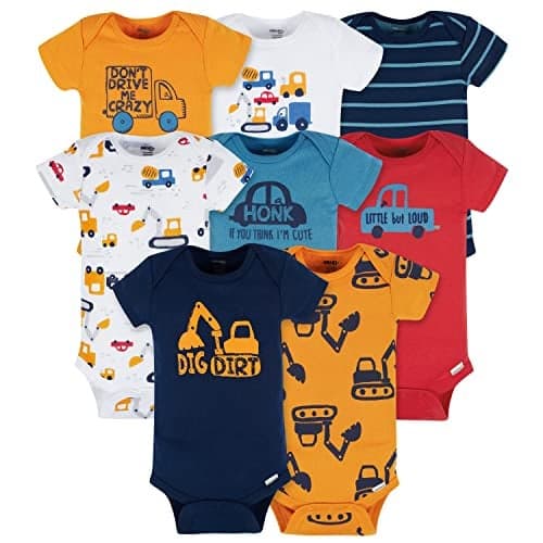 Onesies Brand Baby Boys 8-Pack Short Sleeve Mix & Match Bodysuits and Toddler T-Shirt Set, Truck, 3-6 Months US