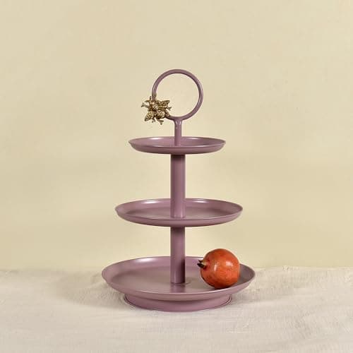 Elan Royal Hive 3 Tier Cupcake Stand, Mild Steel, Round, Multipurpose Dessert Serving Platter for Party, Birthday, Wedding (Mauve)