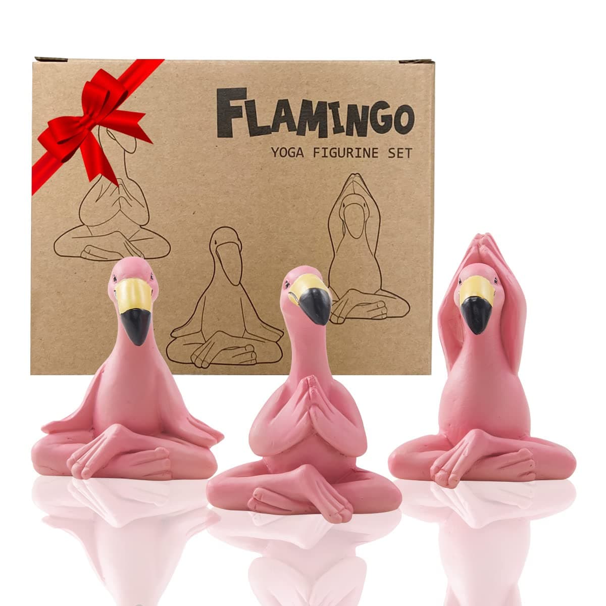 Goodeco 24 Mini Yoga Flamingo Figurines Tiny Gifts Whimsical Kawaii Pink Flamingo Desk Decor Set of 3 Fairy Garden Lawn Statues Flamingo Gifts for WomenMomGrandmaGirls