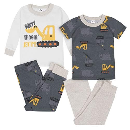 GerberBaby BoysToddler Snug Fit 4-Piece Pajama SetDump Truck Grey18 Months
