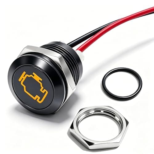 Taiss 12mm 12 12V LED Indicator Light Yellow Check Engine Pilot Dash Light Black Oxide Metal Signal Warning Light for Automotive Car Truck ATV UTV