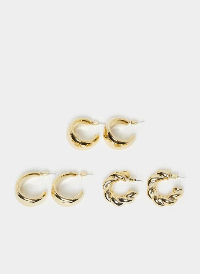 Set of 3 - Hoop Earrings