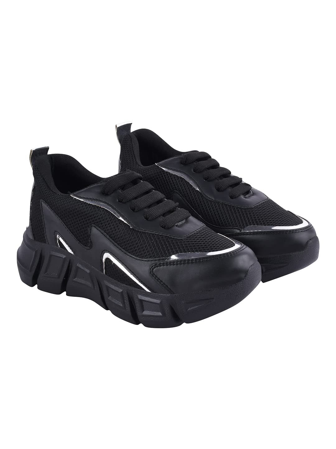 Shoetopia Women's Flat Sneakers Black /EU40 / UK7