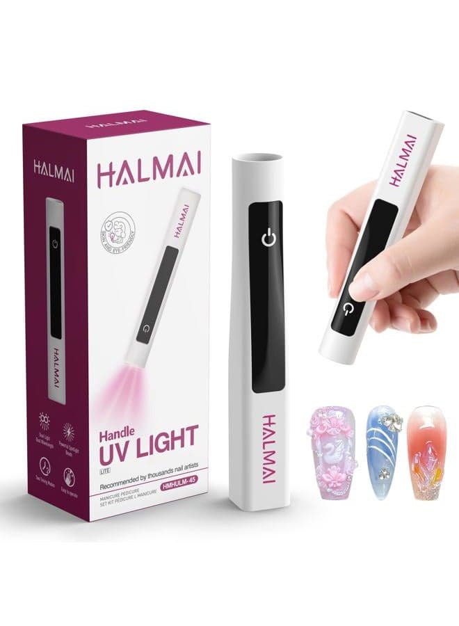 Handheld UV Nail Lamp for Gel Polish,Portable Mini Red Light with LED,Cordless Rechargeable USB Nail Dryer,at-Home Manicure Salon Tool with Nail Curing,Nail Stamping & Cat Eye Magnet (White)