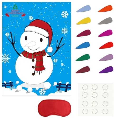 TUPARKA Christmas Games for Kids Pin The Nose on The Snowman Holiday Reusable Game Christmas Pin Games for Kids and Adults Holiday Party Favor Supplies